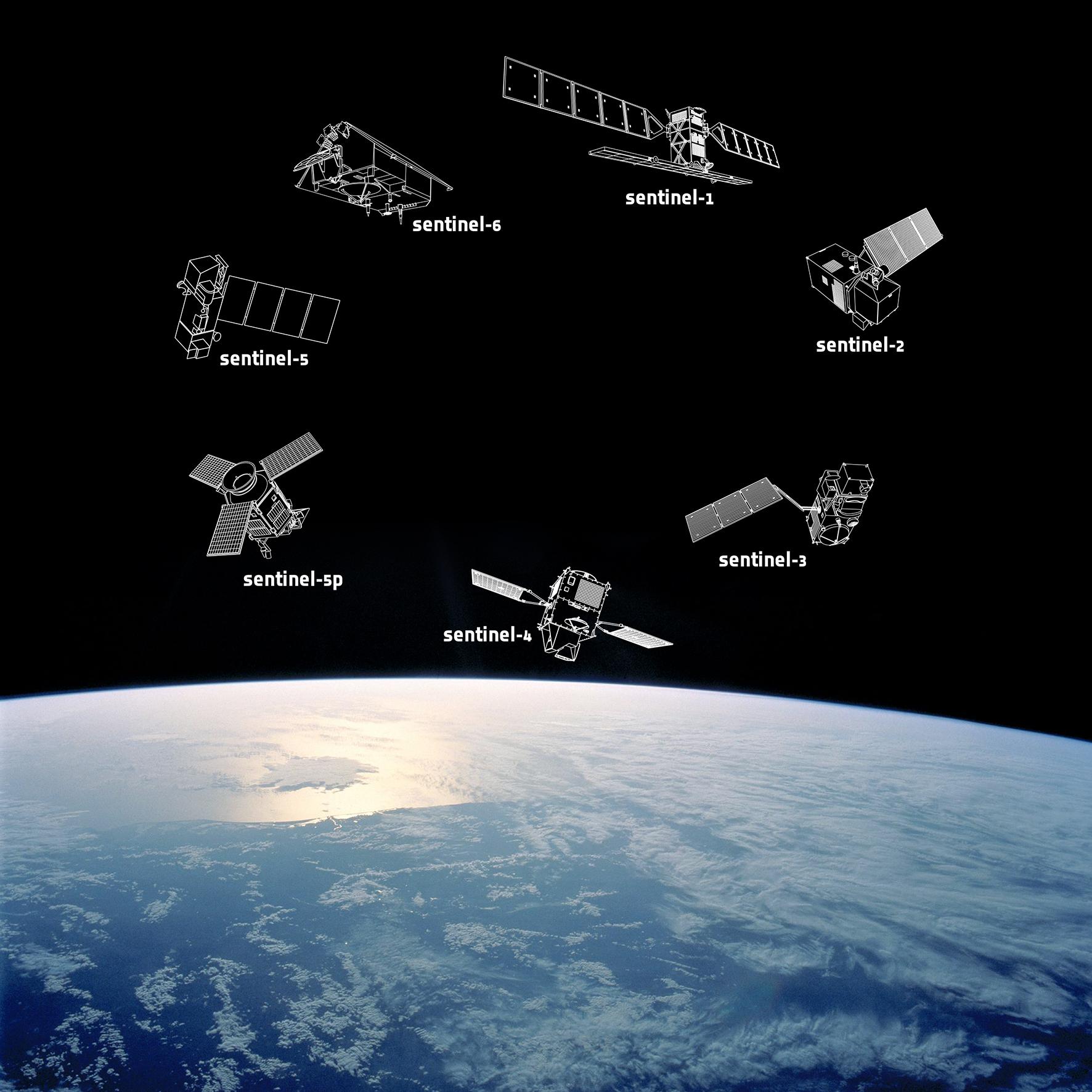 La familia Sentinel. Imagen: ESA