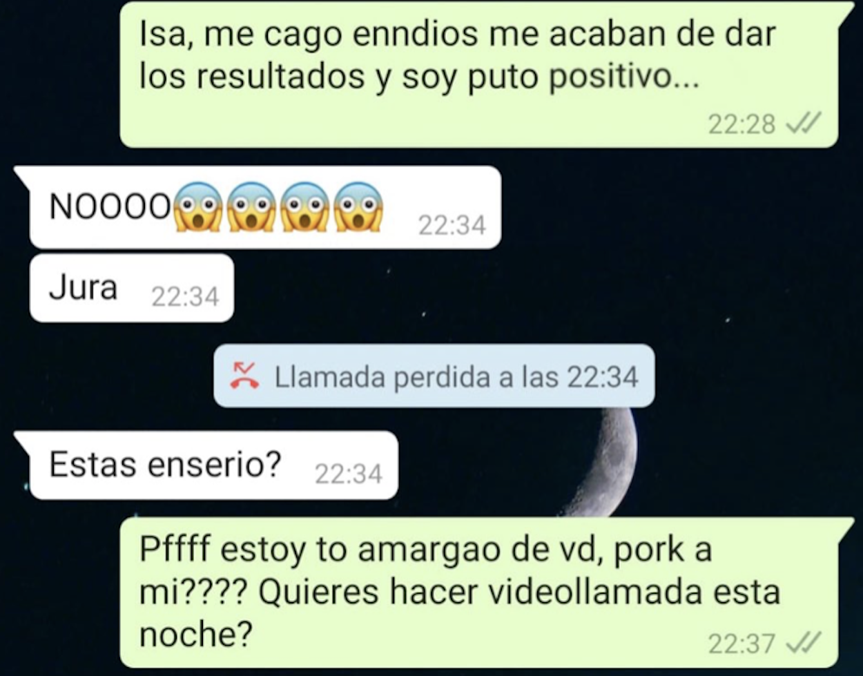 Conversación de whatsapp sobre coronavirus