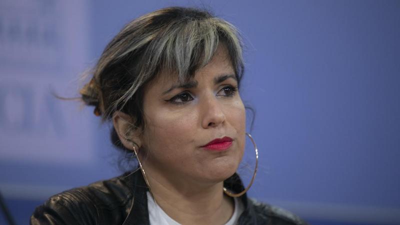 Teresa Rodríguez, en rueda de prensa tras reincorporarse de su permiso por maternidad. MARÍA JOSÉ LÓPEZ/EP