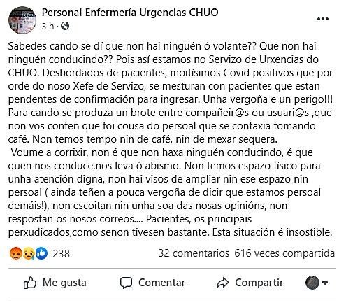 Personal enfermería servicio de urgencias CHUO