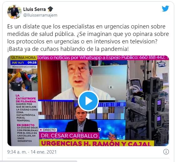 Mensaje de Lluís Serra sobre Carballo