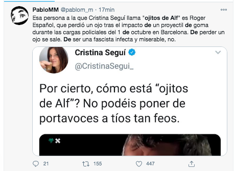 Tuit contra Cristina Seguí 2