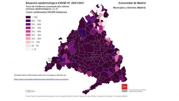 La incidencia acumulada en la Comunidad de Madrid