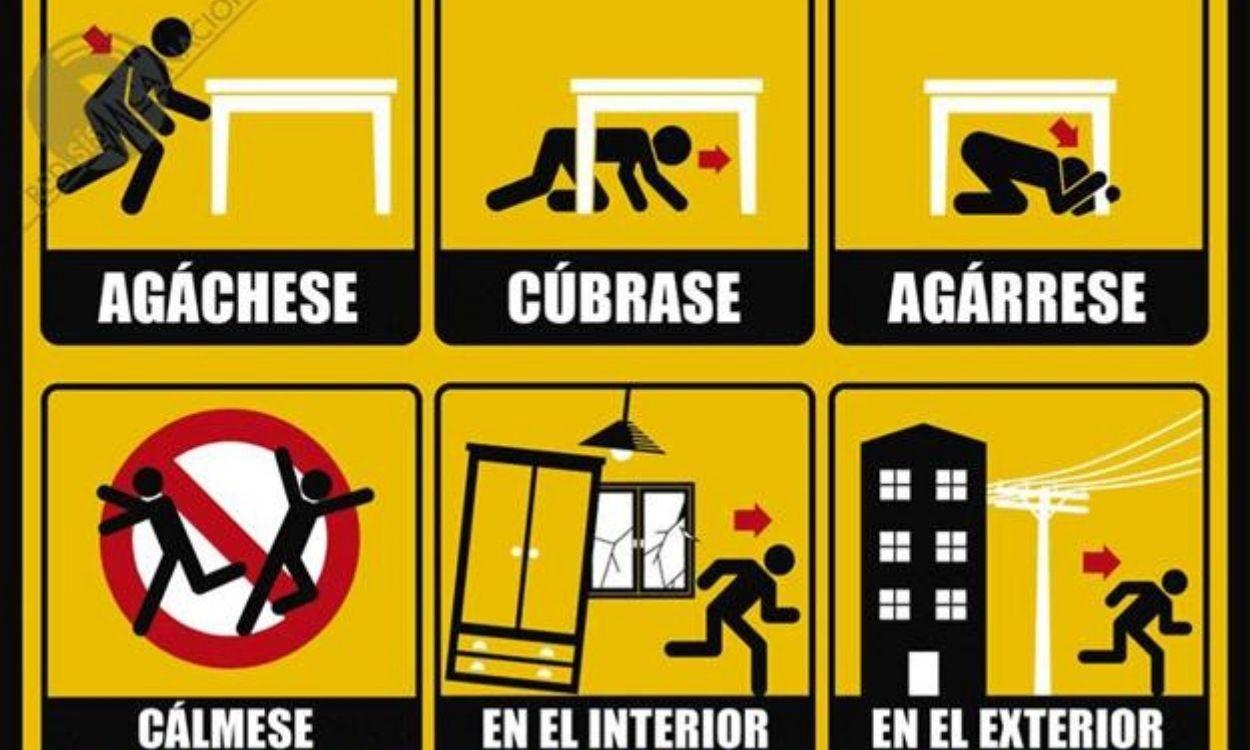 Consejos durante un terremoto. Fuente: Instituto Geográfico Nacional (IGN)