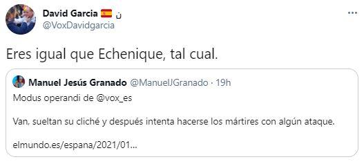 Tuit del diputado de Vox contra el PP Tuit del diputado de Vox contra el PP