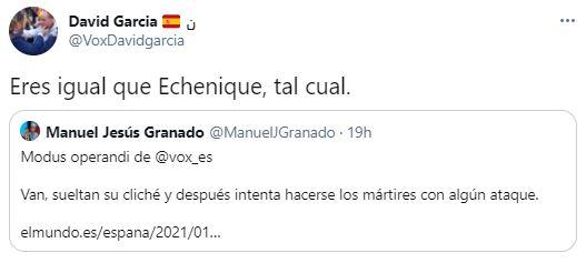 Tuit del diputado de Vox contra el PP