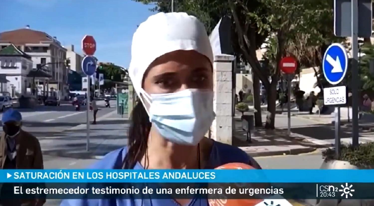 La enfermera de Urgencias del Hospital de Málaga Raquel Romo. Fuente: Canal Sur.
