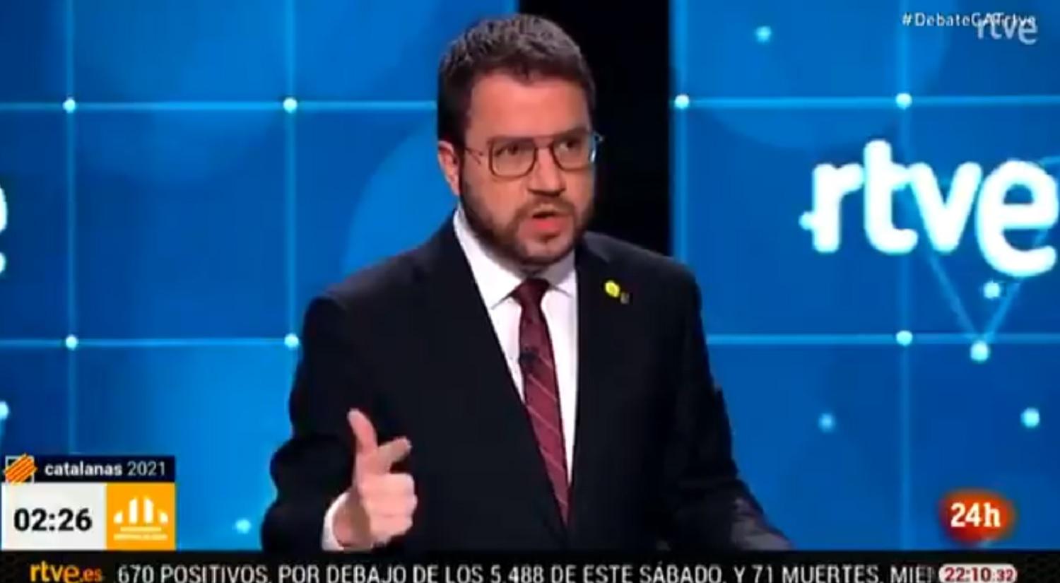 El president en funciones de la Generalitat, Pere Aragonès. Fuente: RTVE.