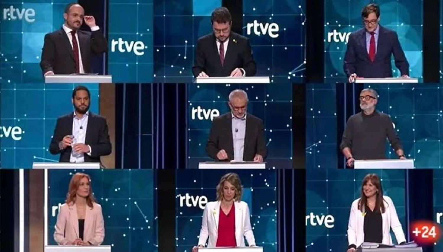 Debate de RTVE para las elecciones del 14 de febrero. Fuente: RTVE.