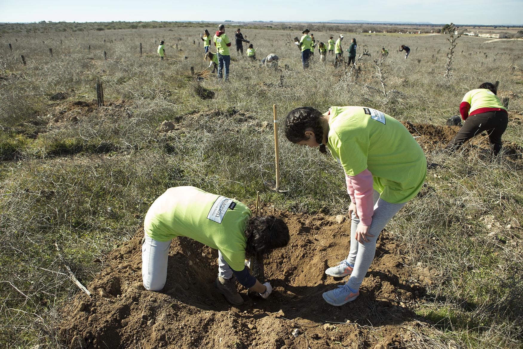 Dos voluntarios de Bankia y WWF España en el Parque Nacional de Las Tablas de Daimiel