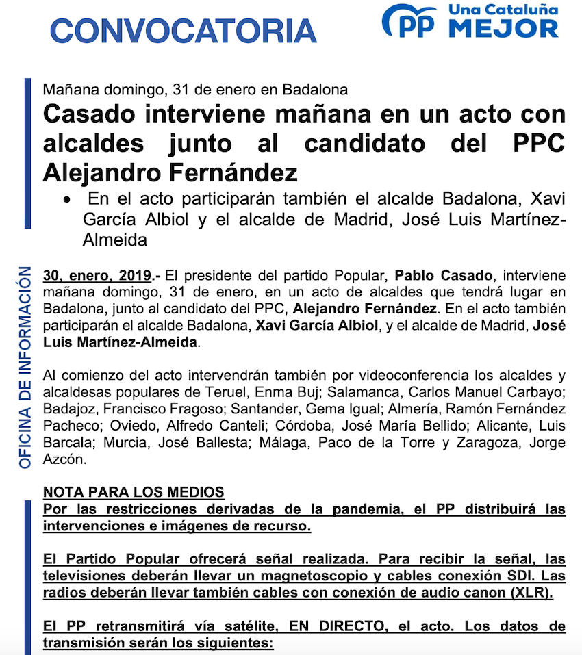 Convotaroia medios del PP