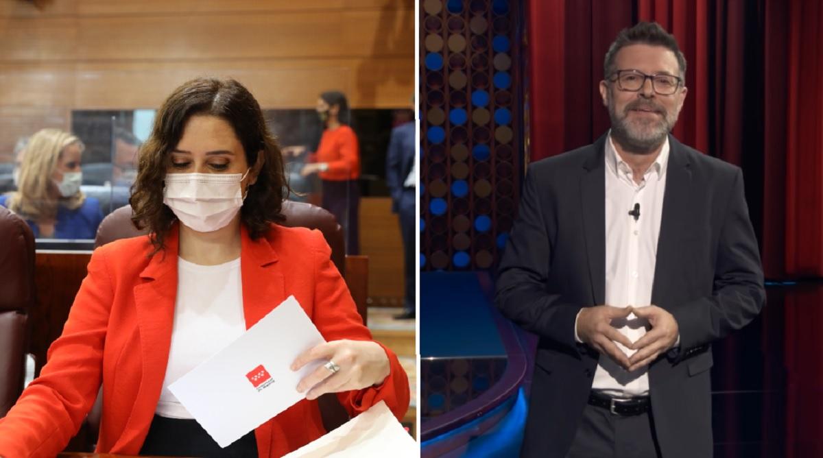 Isabel Díaz Ayuso y Héctor de Miguel 'Quequé'. Montaje propio