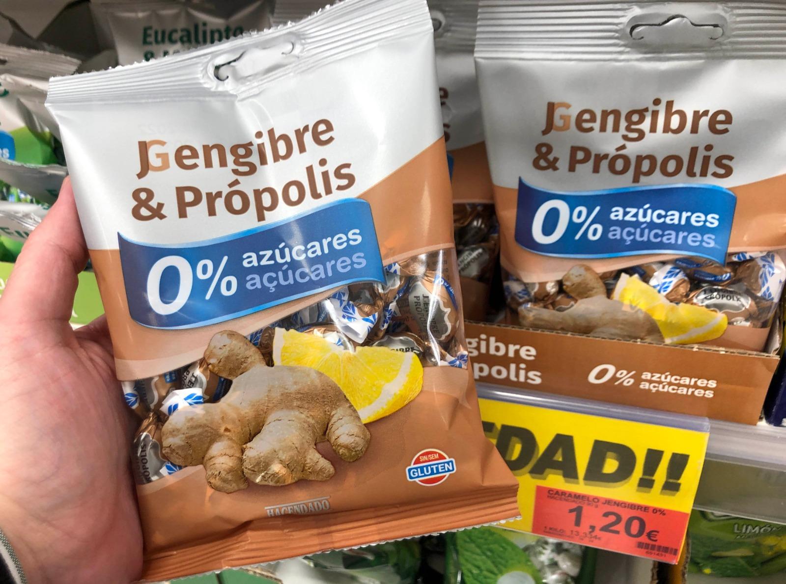 Caramelos de Jengibre, Limón y Própolis de Mercadona.