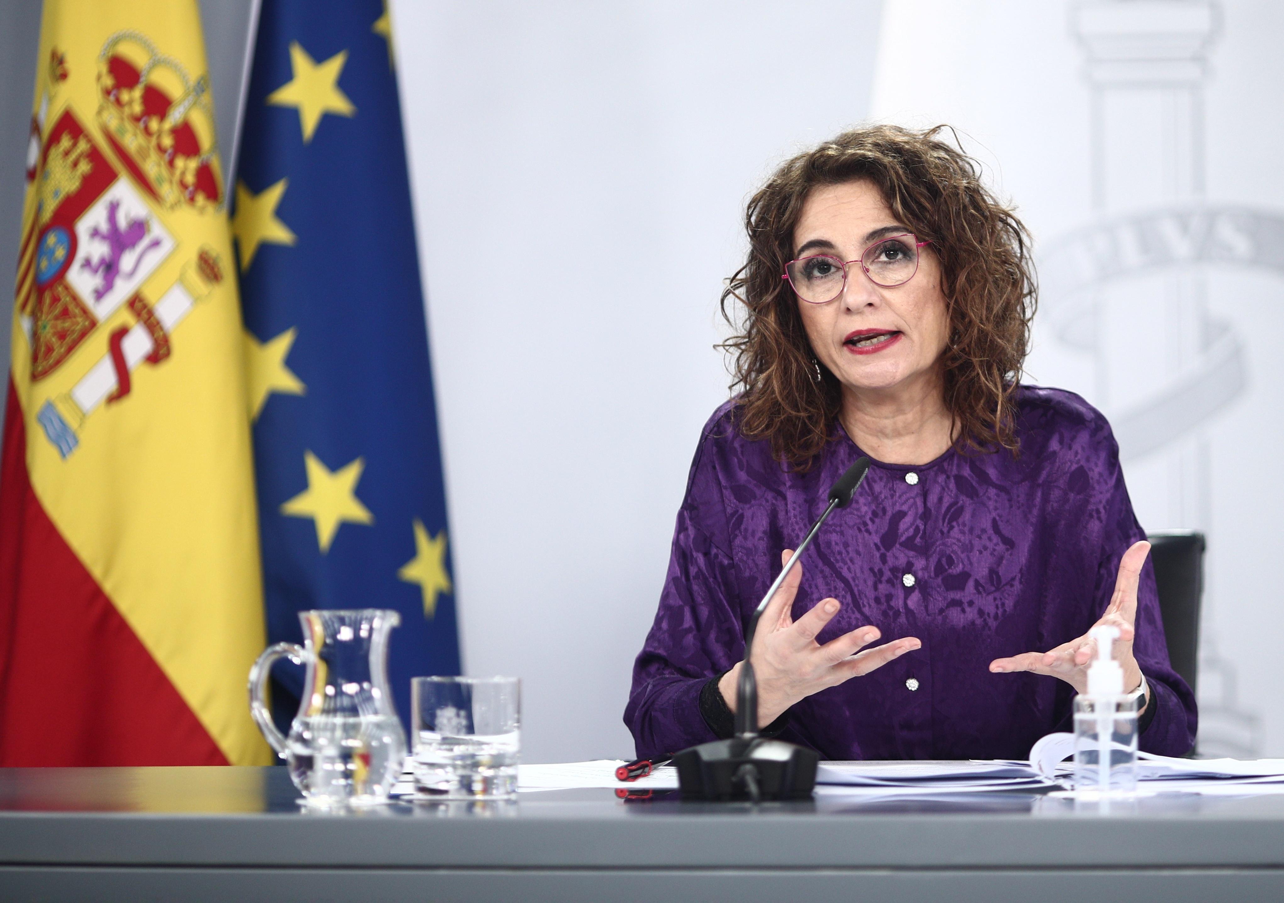 La ministra portavoz, María Jesús Montero, en la rueda de prensa posterior al Consejo de Ministros. Europa Press