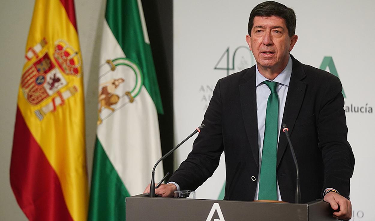 Juan Marínm en rueda de prensa tras el Consejo de Gobierno.