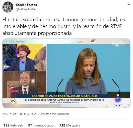 Polémica entre PP, Cs y UP por el rótulo de RTVE sobre la marcha de la princesa Leonor a Gales