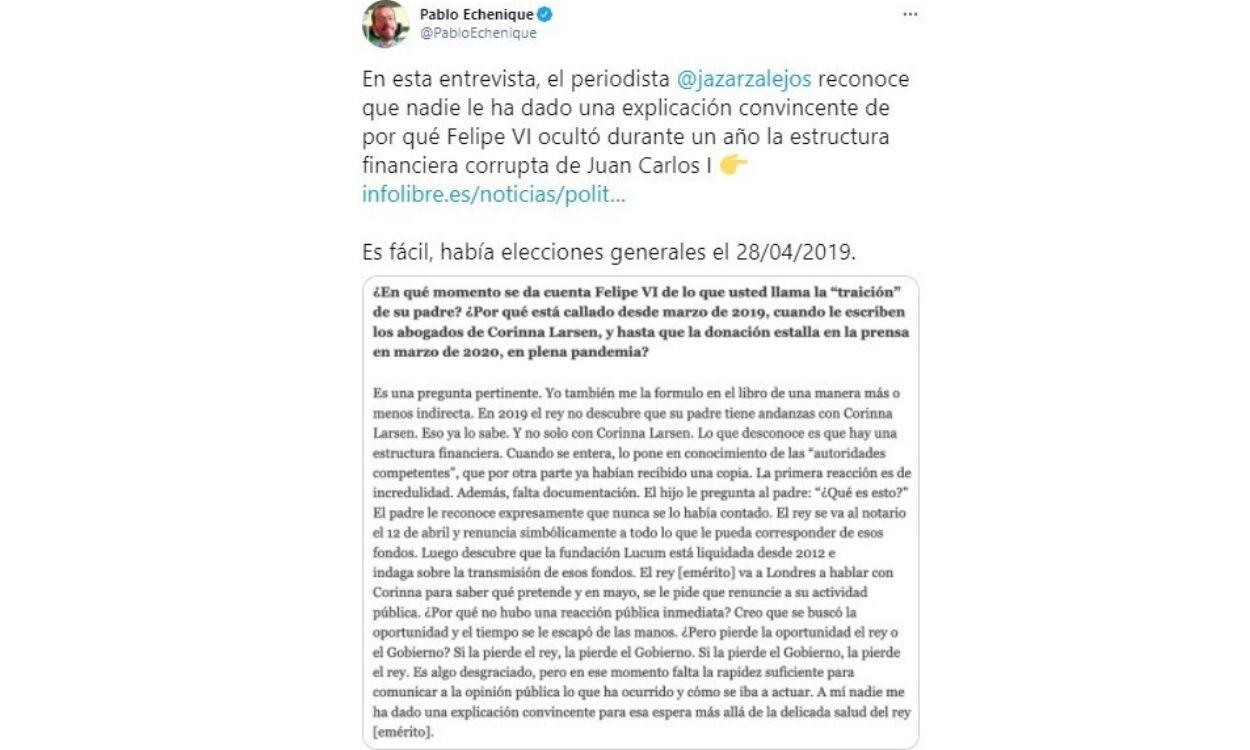 Echenique arremete contra Zarzalejos Echenique arremete contra Zarzalejos