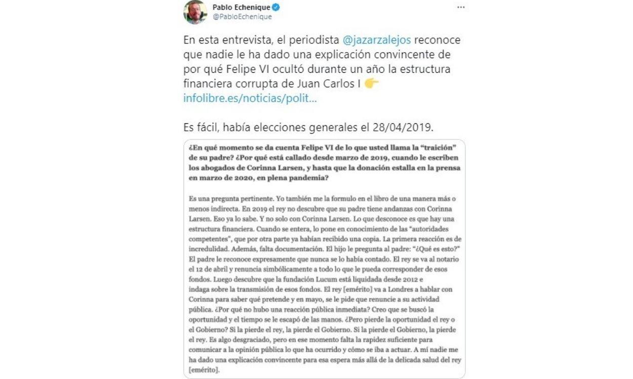 Echenique arremete contra Zarzalejos