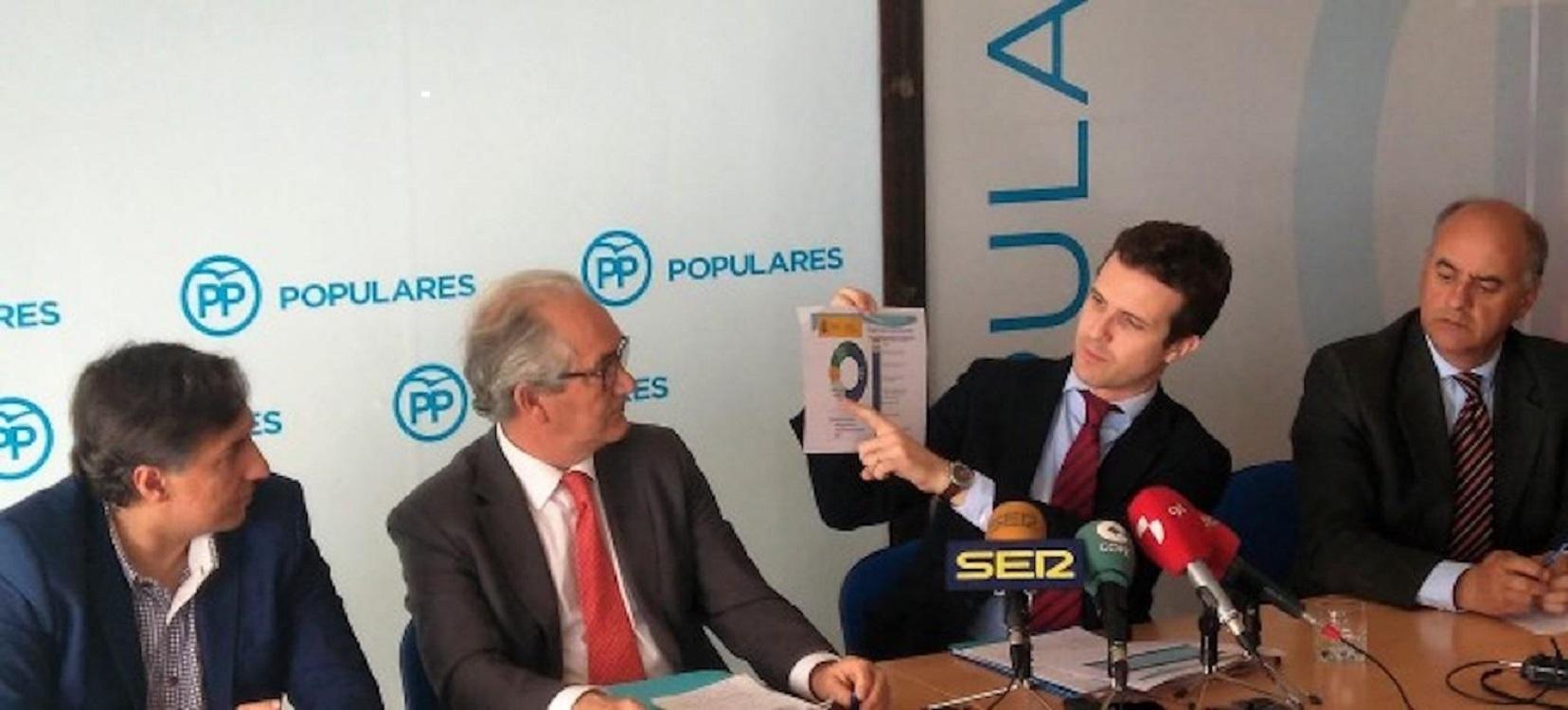 En el centro de la imagen, Sebastián González, y el presidente del partido, Pablo Casado. PP