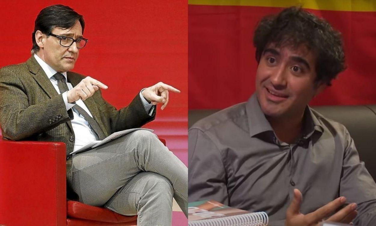 El candidato del PSC, Salvador Illa, y el ex asesor de Toni Cantó, Alvise Pérez.