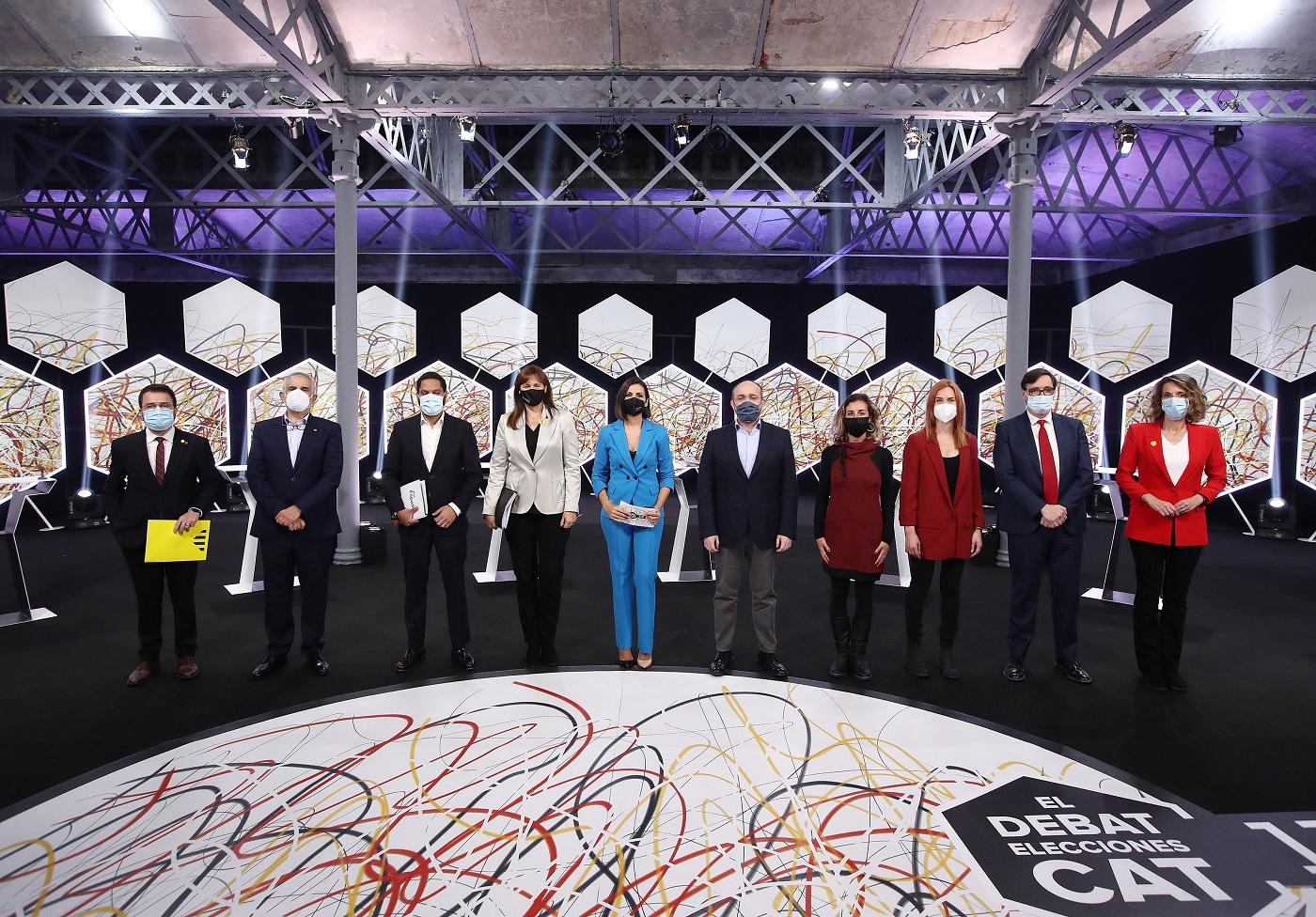 Los participantes en el debate de candidatos a las elecciones catalanas del 14F, emitido por La Sexta el 11 de febrero. Fuente: Atresmedia.