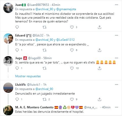 Respuestas al disparo sufrido por el joven 3