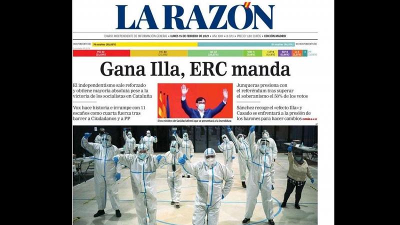 Portada del periódico La Razón