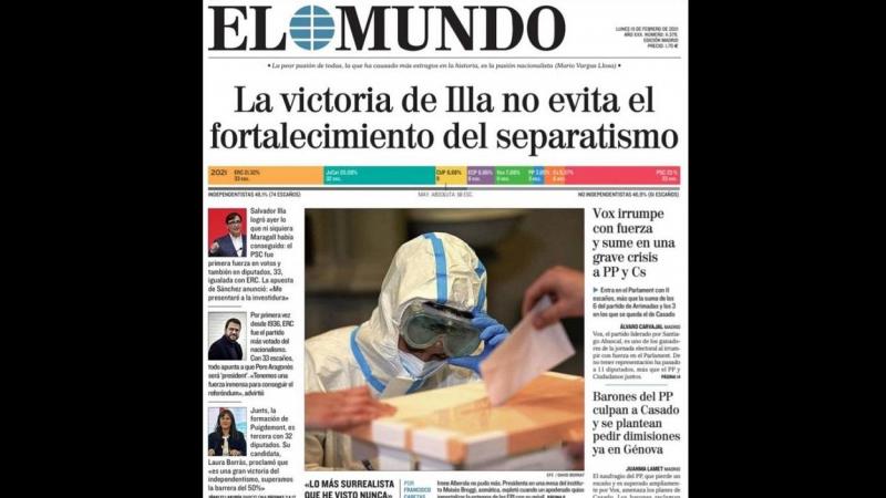 Portada del periódico El Mundo