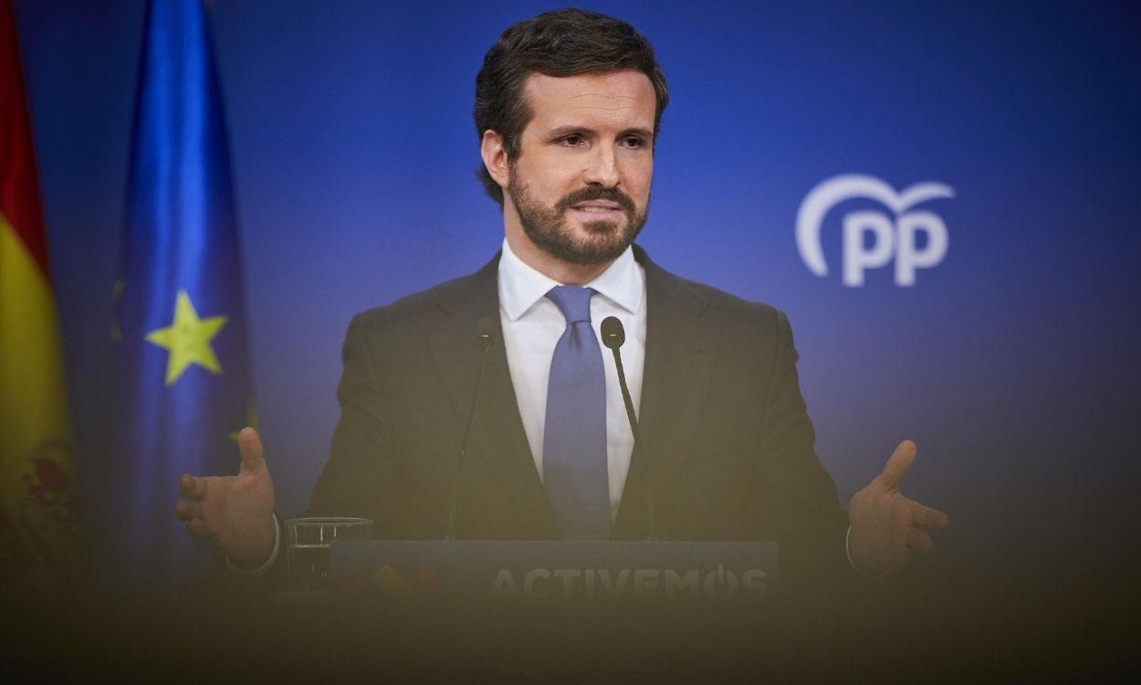 Pablo Casado hace balance del 2020 en Génova. Europa Press.