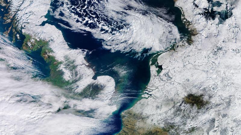 Holanda sepultada bajo la nieve el 11 de febrero. Imagen: ESA