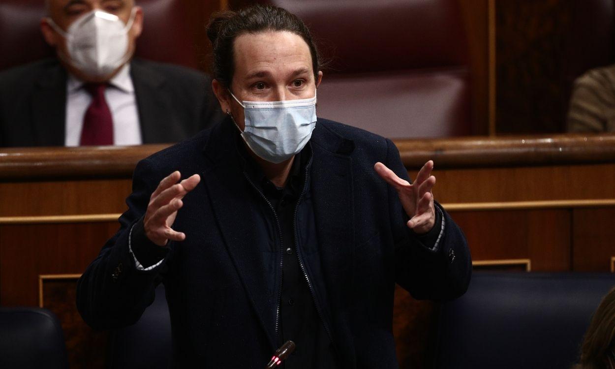 El vicepresidente segundo del Gobierno, Pablo Iglesias, responde a Vox en el Congreso. Europa Press.