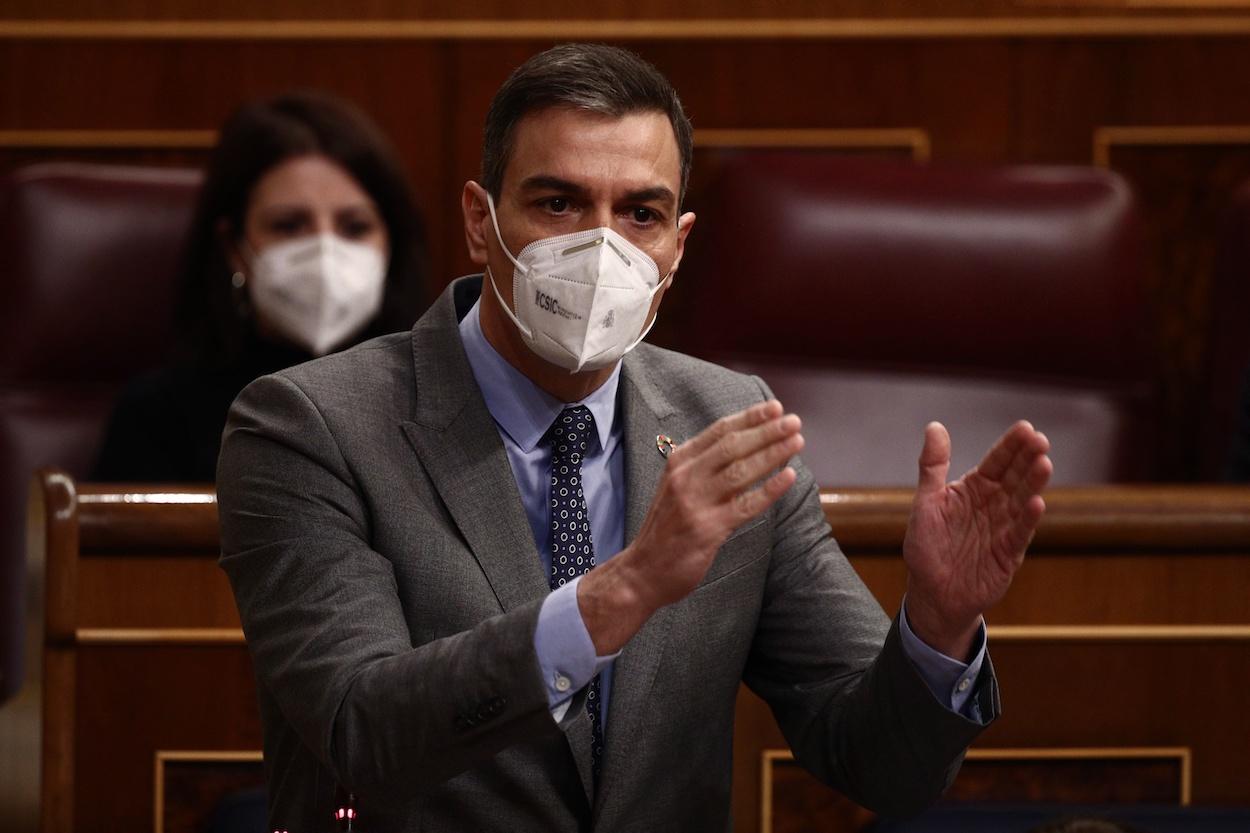 El presidente del Gobierno, Pedro Sánchez, durante una sesión de control