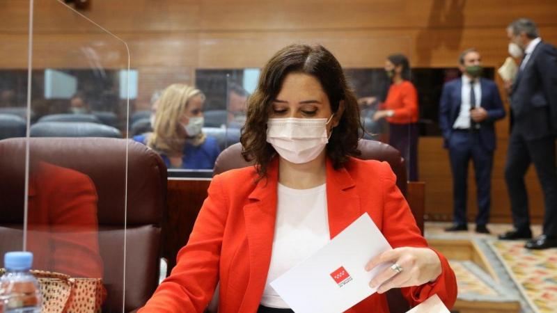 La presidenta de la Comunidad de Madrid, Isabel Díaz Ayuso, durante la celebración de un pleno. Europa Press.