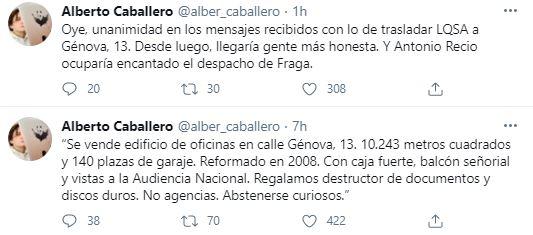Tuits de Alberto Caballero sobre Génova 13