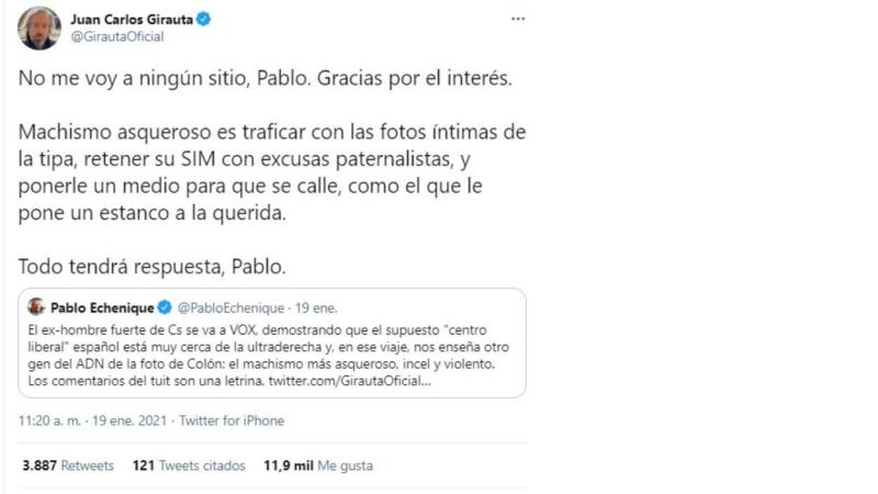 Respuesta de Girauta a Echenique por su posible vinculación a Vox