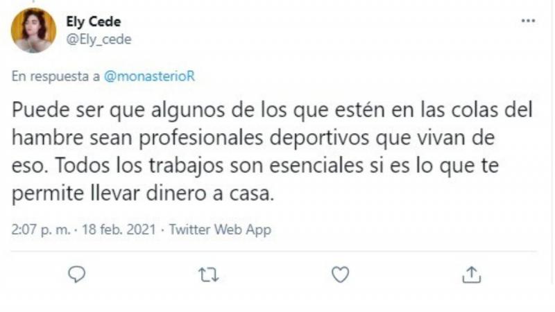 Respuesta deportistas a Monasterio en Twitter 2