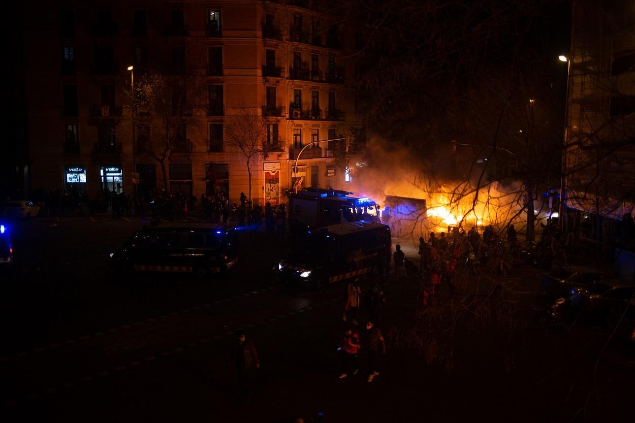 Protestas contra el encarcelamiento de Pablo Hasél en Barcelona. EP