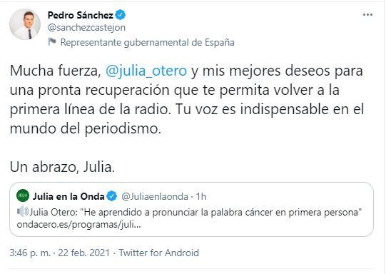 Tuit de Pedro Sánchez