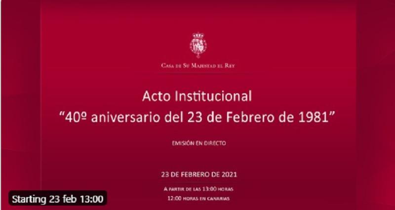 Mensaje de la Casa Real anunciando el acto por el 23 F