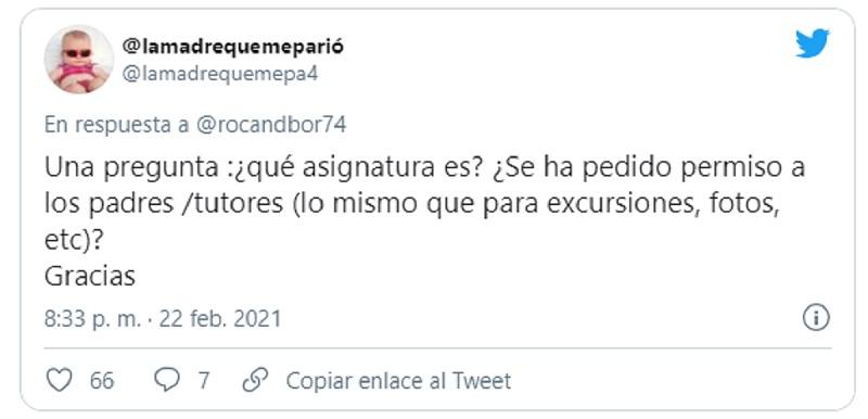 Tuit criticando las clases sobre feminismo en las escuelas