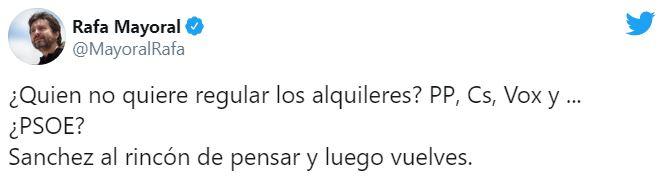 El tuit de Rafa Mayoral El tuit de Rafa Mayoral