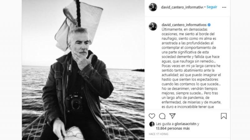 El periodista David Cantero en Instagram
