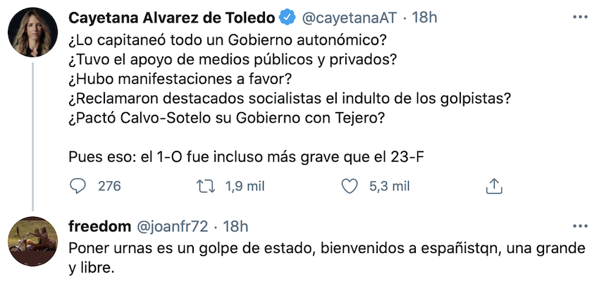 Captura tuit de Álvarez de Toledo Captura tuit de Álvarez de Toledo