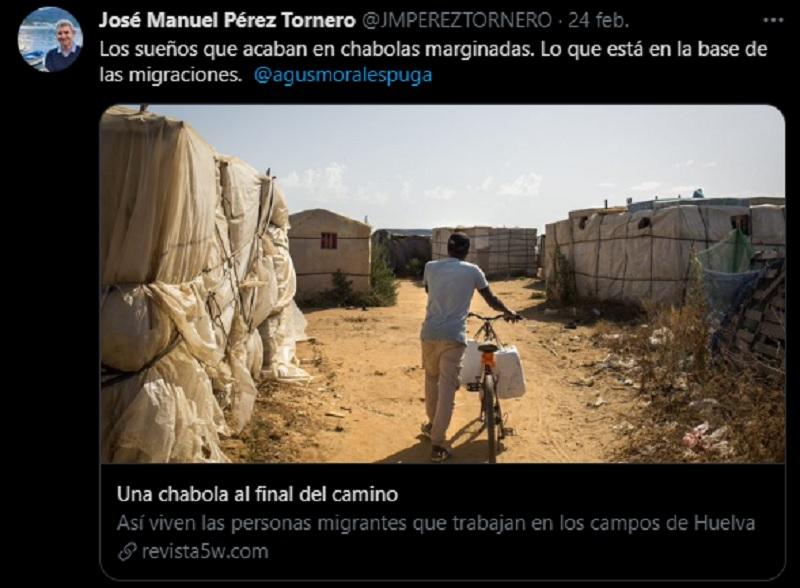 El tuit de Pérez Tornero sobre los sueños rotos de la inmigración