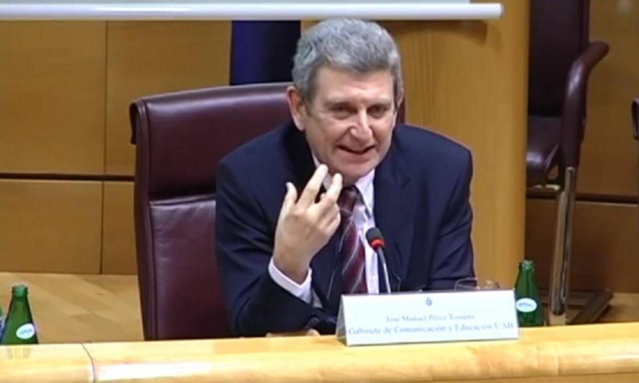 José Manuel Pérez Tornero, presidente de RTVE, en el Congreso. YouTube
