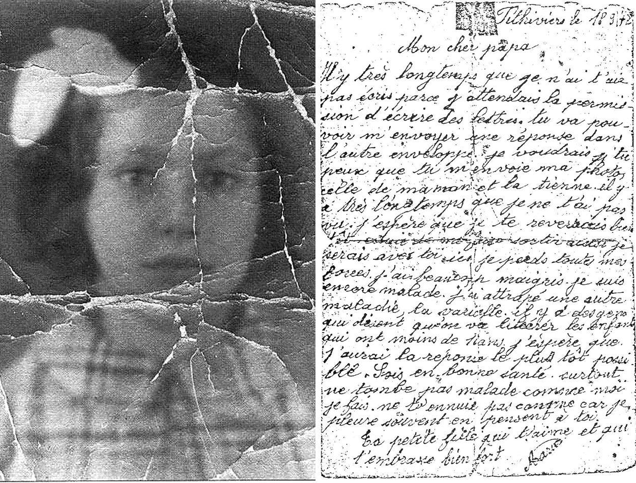 Un retrato de Marie Jelen, la 'Ana Frank francesa' y una de las cartas que escribió a su padre