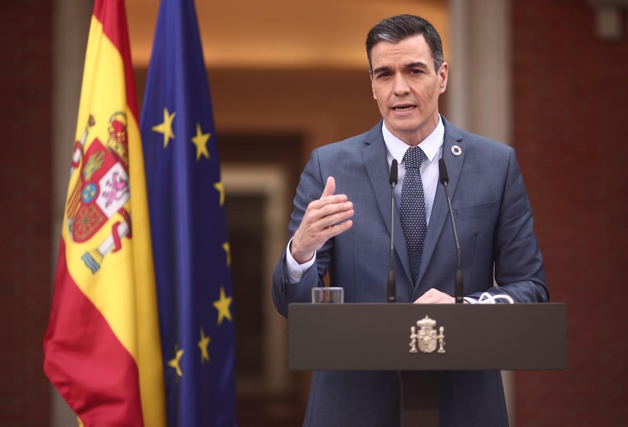 El presidente del Gobierno, Pedro Sánchez, en Moncloa