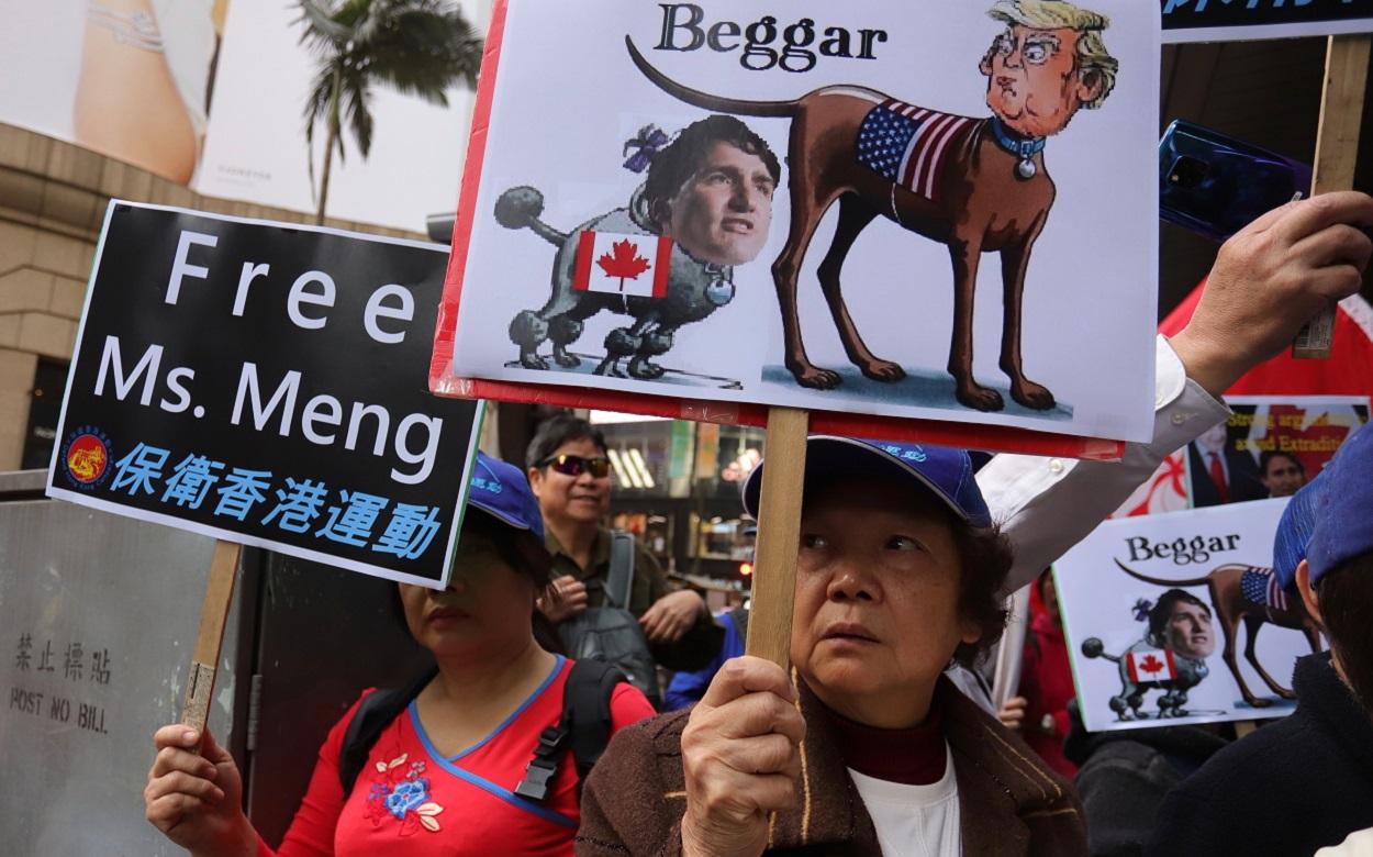 Ciudadanos en Hong Kong piden la libertad para la directora financiera de Huawei. Liau Chung Ren.ZUMA Wire.dpa