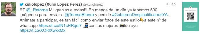 Tuit de campaña contra Teresa Ribera Tuit de campaña contra Teresa Ribera