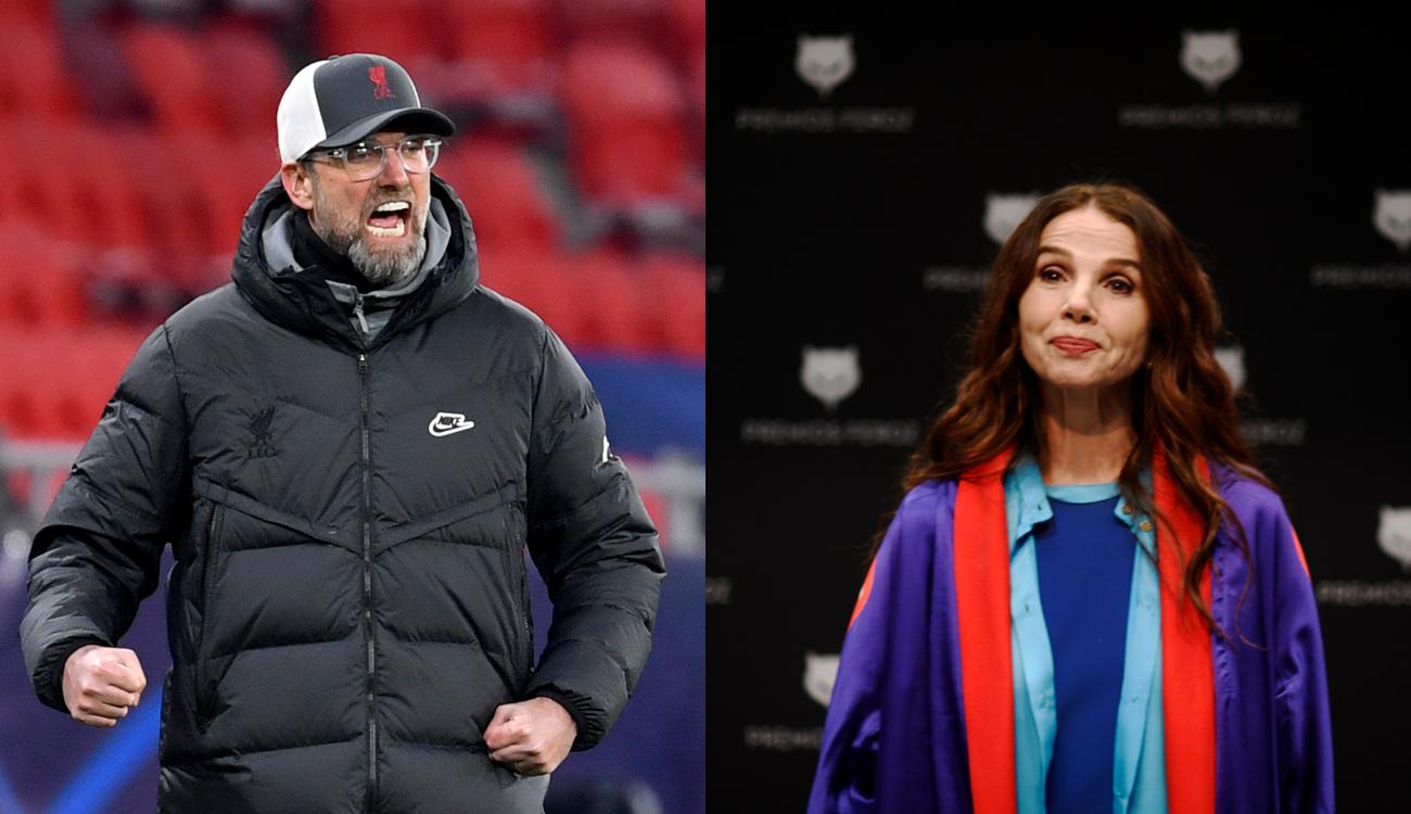 Jürgen Klopp y Victoria Abril. Fuente: Europa Press / elaboración propia.